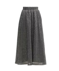 Party Pleated Glitter Midi Skirt FI2