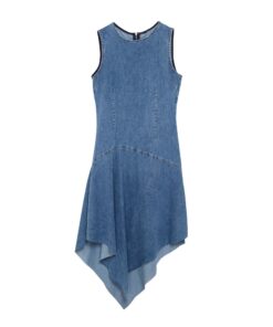Sleeveless Blue Jean Midi Asymmetric Dress FI4