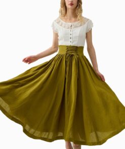 Olive Grove Girdle Linen Skirt FI20