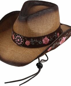 Classic Woven Embroidered Straw Western Hats FI14